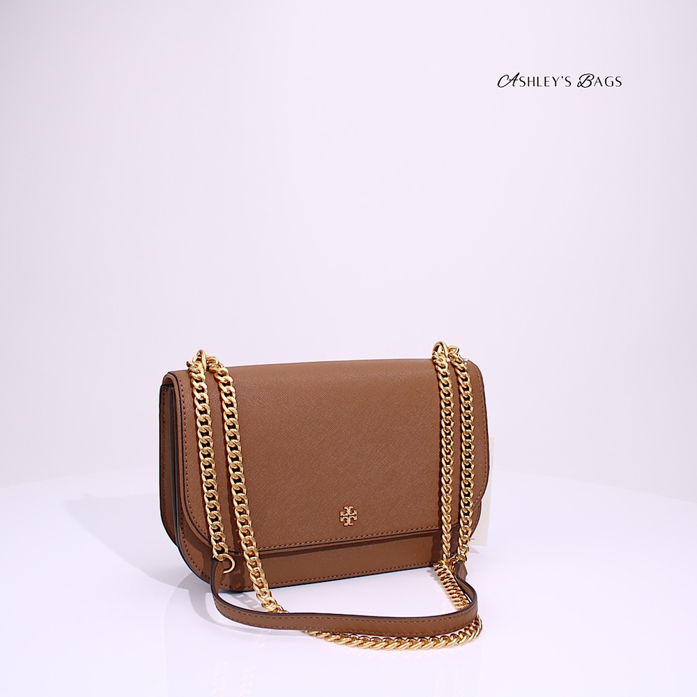 Tory Burch Emerson East West Flap Shoulder Bag Crossbody & Card Holder Moose - Picture 2 of 15